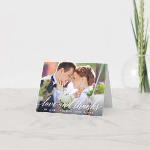Love and Thanks Modern Calligraphy Wedding Note Letterpress Thank You Card