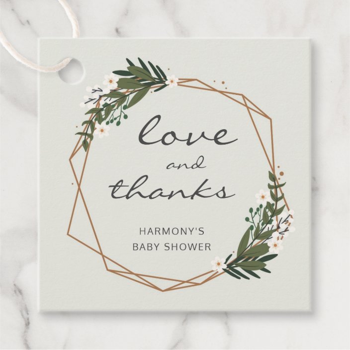 Love And Thanks Modern Geometric Baby Shower Favor Tags