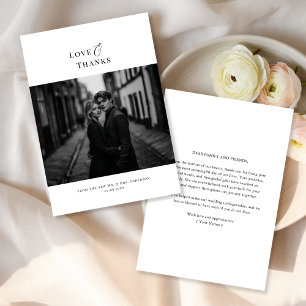 Love and Thanks Modern Minimalist Wedding Photo Thank You Card