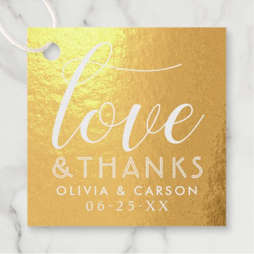 Love and Thanks Modern Wedding Monogram Photo Foil Favor Tags
