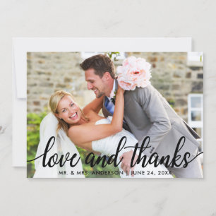 Love and Thanks Modern Wedding Mr. and Mrs. Card