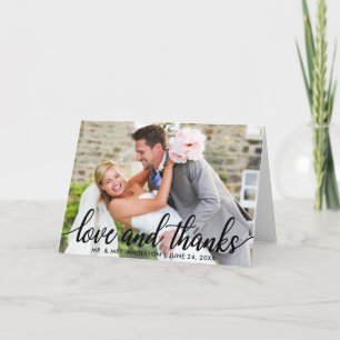 Love and Thanks Modern Wedding Mr. and Mrs. Fold Thank You Card