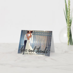 Love and Thanks Modern Wedding Mr. and Mrs. Note Letterpress Thank You Card