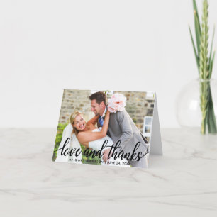 Love and Thanks Modern Wedding Mr. and Mrs. Note Thank You Card