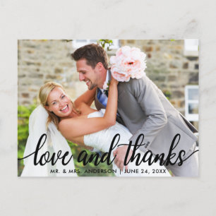 Love and Thanks Modern Wedding Mr. and Mrs. Postcard