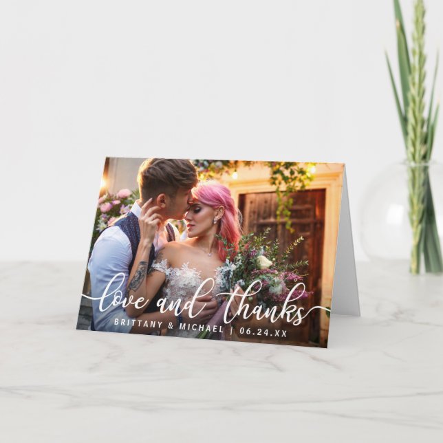 Love and Thanks | Modern Wedding Thank You Photo F (Front)