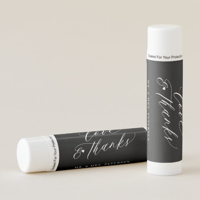 Love and thanks name personalized party favor lip balm (Front)