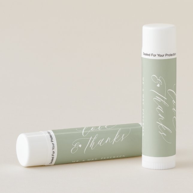 Love and thanks name personalized party favor lip balm (Front)