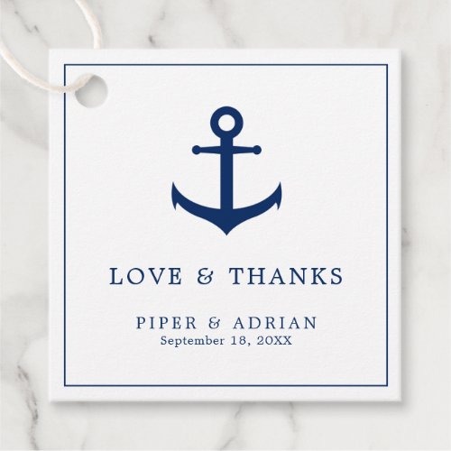Love and Thanks Nautical Navy Blue Anchor Wedding Favor Tags