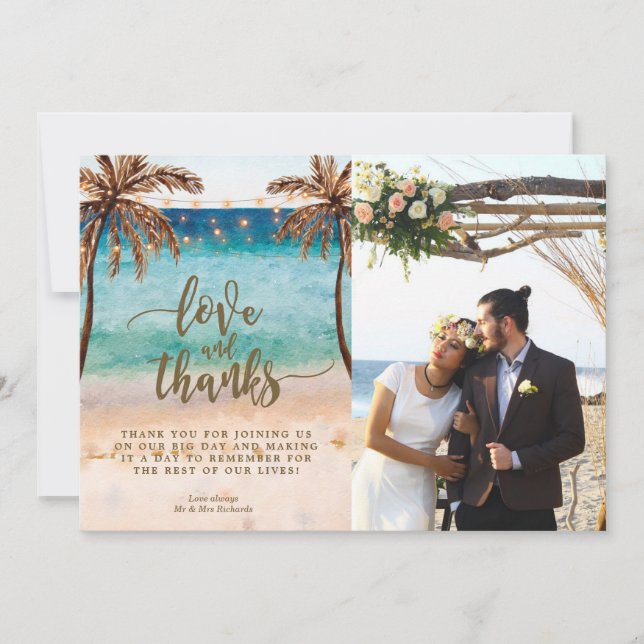 love and thanks photo card beach tropical (Front)