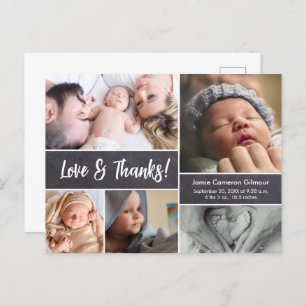 Love and Thanks Photo Collage Baby Shower Postcard
