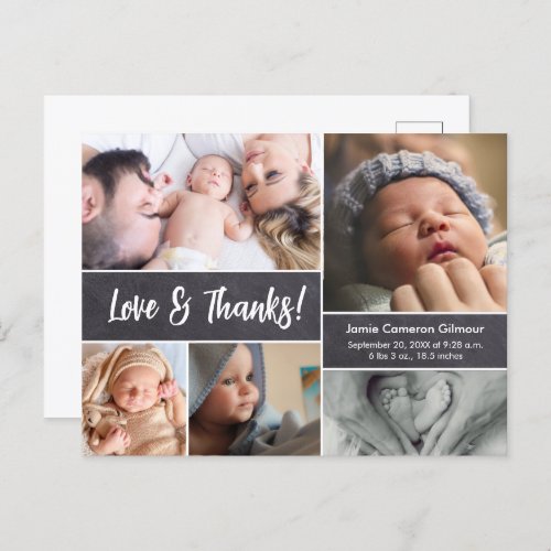 Love and Thanks Photo Collage Baby Shower  Postcard