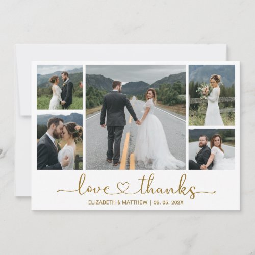 Love and Thanks Photo Collage Heart Script Thank You Card