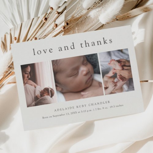 Love and Thanks Photo Collage New Baby Thank You Postcard