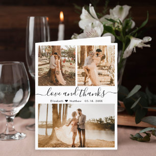 Love and Thanks Photo Collage Wedding  Thank You Card