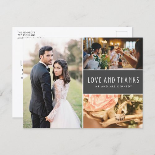  Love and Thanks Photo Collage Wedding Thank You Invitation Postcard