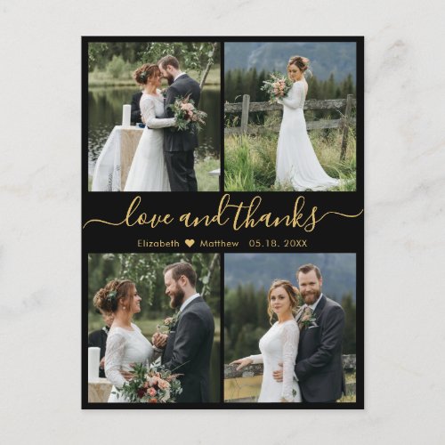 Love and Thanks Photo Collage Wedding Thank You Po Postcard