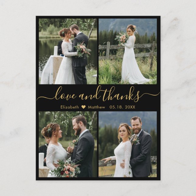 Love and Thanks Photo Collage Wedding Thank You Po Postcard (Front)