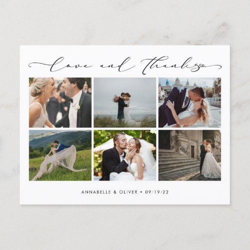 Love And Thanks Photo Collage Wedding Thank You Postcard