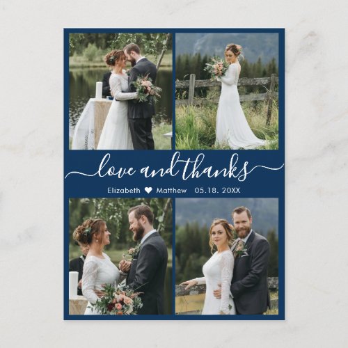 Love and Thanks Photo Collage Wedding Thank You Postcard