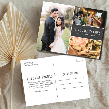 Love And Thanks Photo Collage Wedding Thank You Postcard by stylelily at Zazzle