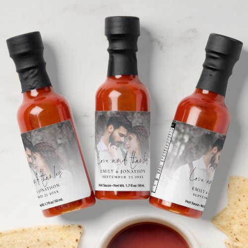 Love and Thanks Photo Name Date Wedding Favor Hot Sauces