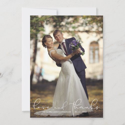 Love and Thanks Photo Single Flower Wedding Thank You Card