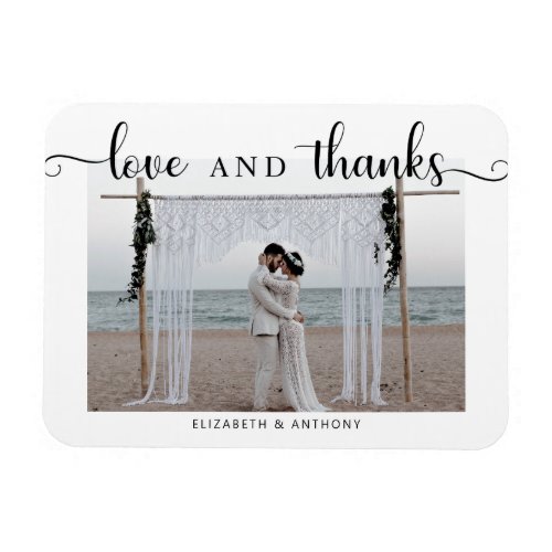 Love and Thanks Photo Wedding Simple Elegant Chic Magnet