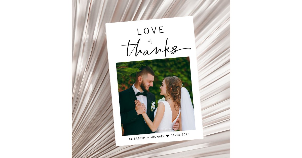 Love And Thanks Photo Wedding Thank You Card | Zazzle