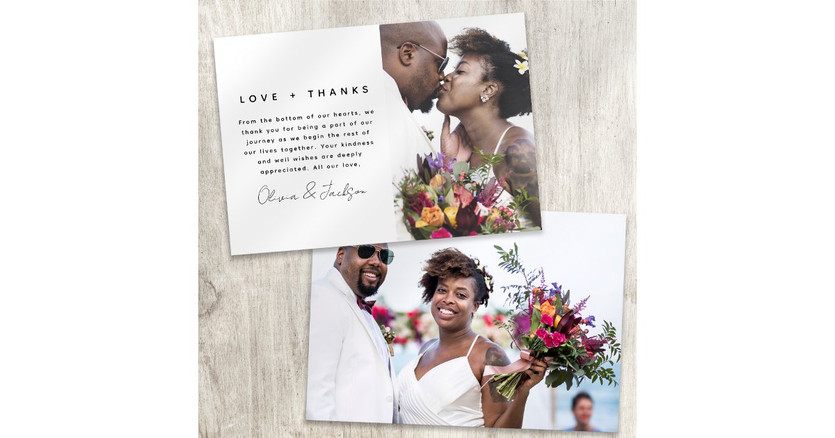 Love and Thanks Photo Wedding Thank You Card | Zazzle