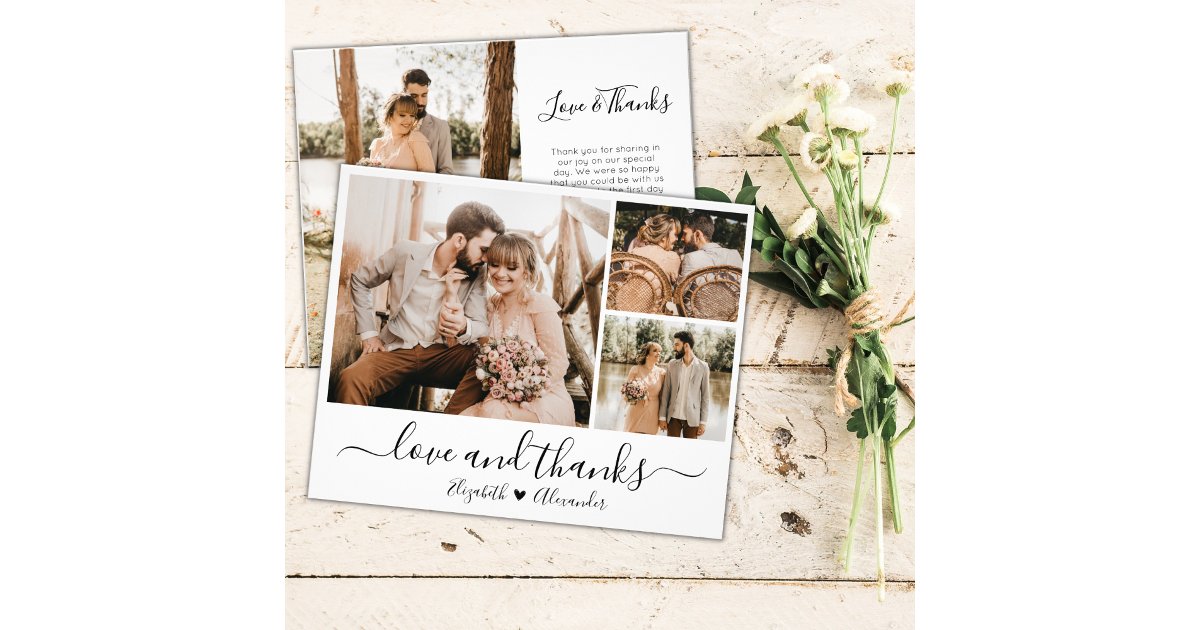Love and Thanks Photo Wedding Thank You Card | Zazzle