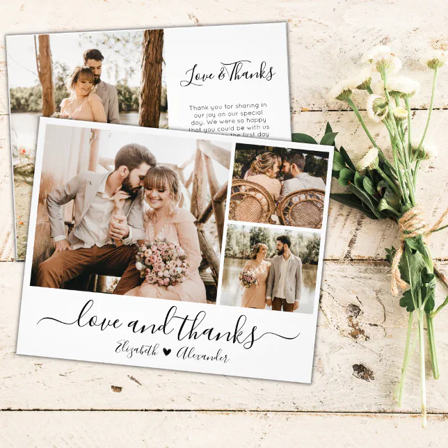 Love and Thanks Photo Wedding Thank You Card | Zazzle