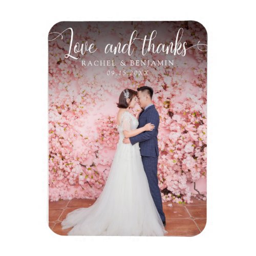 Love and thanks Photo Wedding Thank you Elegant Magnet