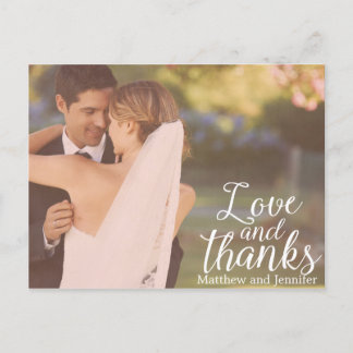 Love and Thanks | Photo Wedding Thank You Postcard