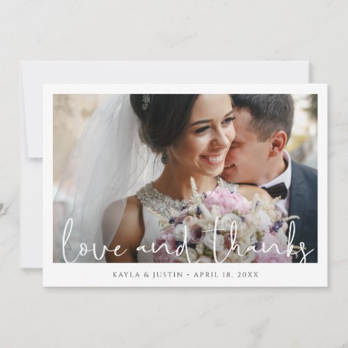 Love and Thanks Pre Printed Message Photo Wedding Thank You Card