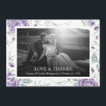 Love and Thanks Purple Floral Frame Wedding Photo<br><div class="desc">Share with your loved ones a keepsake of your special day,  with this elegant 'love and thanks' purple hydrangea floral frame wedding photo magnet which you can customize with your picture,  names and wedding date. If you have any questions,  please feel free to contact us via the chat.</div>