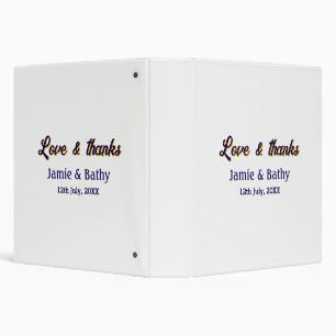 Love and thanks purple orange couple name date 3 ring binder