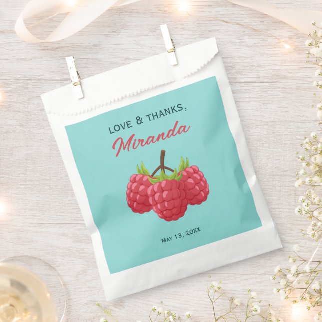 Love and Thanks Raspberry Custom  Favor Bag (Clipped)