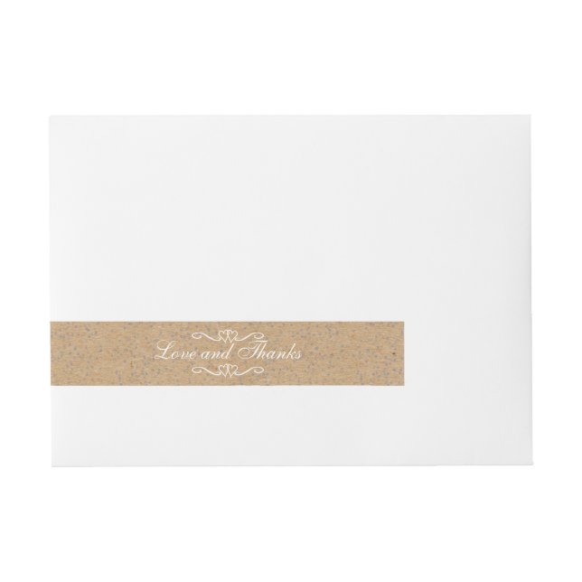 Love and Thanks Rustic Craft Silver Confetti Wrap Around Address Label (Front)