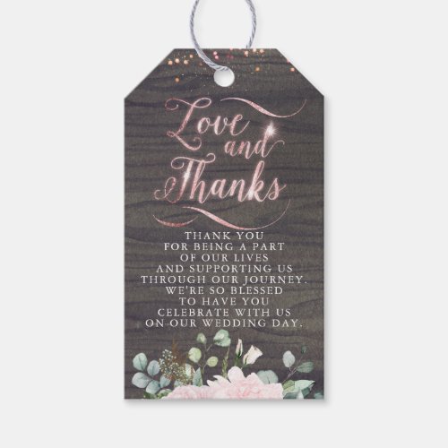 Love and Thanks Rustic Floral Pumpkin Fall Wedding Gift Tags