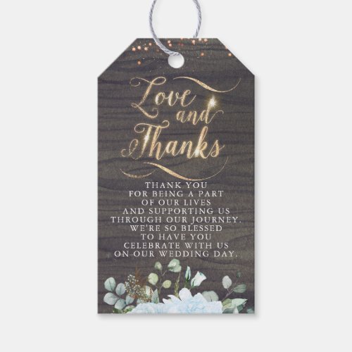 Love and Thanks Rustic Floral Pumpkin Fall Wedding Gift Tags