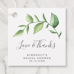 Love and Thanks Rustic Greenery Bridal Shower Favor Tags