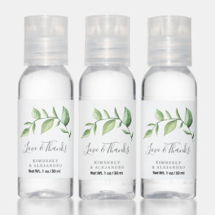 Love and Thanks Rustic Greenery Wedding Favor Hand Sanitizer