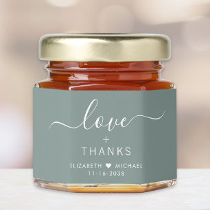 Love And Thanks Sage Green Wedding Honey Jar Favors