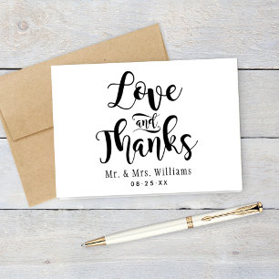 Love and Thanks Script Monogram Wedding Thank You Card