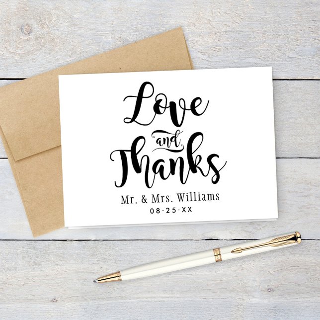 Love and Thanks Script Monogram Wedding Thank You Card (Creator Uploaded)