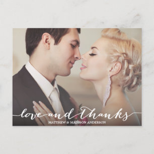 Love and Thanks Script Overlay Postcard