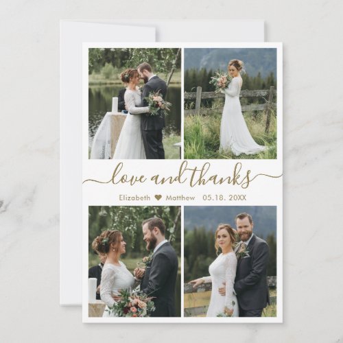 Love and Thanks Script Photo Collage Wedding Thank Thank You Card