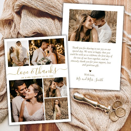 Love and Thanks Script Photo Collage Wedding Thank Thank You Card