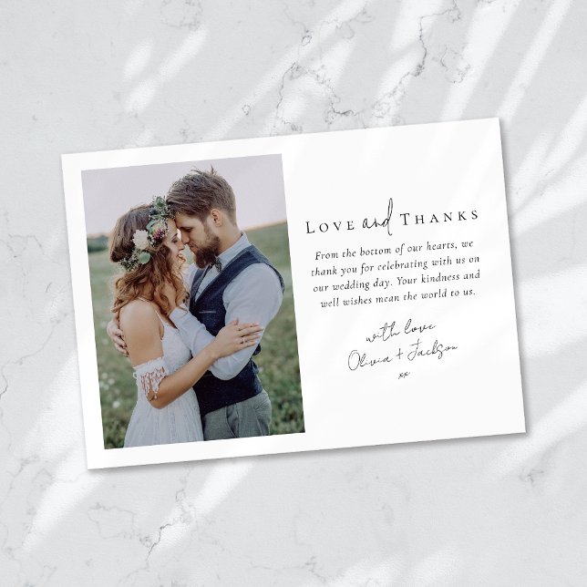 Love and Thanks Script Photo Wedding Thank You Card (Creator Uploaded)